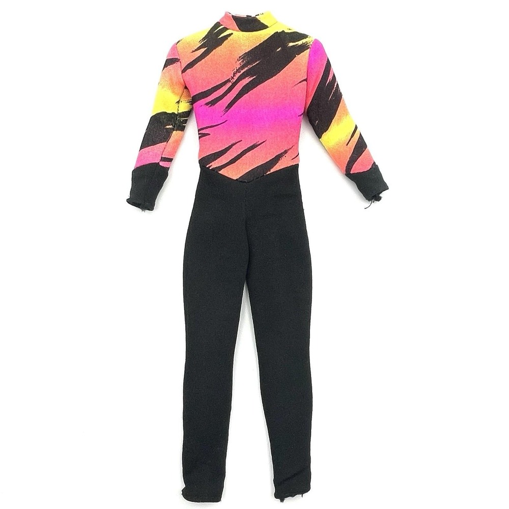 Vintage 1997 Cool Skating Ken Jumpsuit Outfit Neon Tiger‎ Stripe Unitard